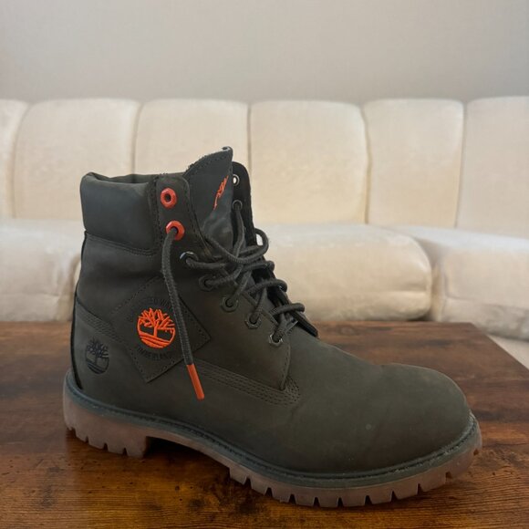 Timberland Boots Waterproof Dark Green Nubuck Used Size 10.5 - Picture 2 of 7